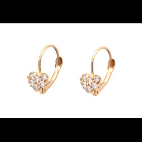 Sárga arany, patentzáras, szívecskés fülbevaló - SF14RF032