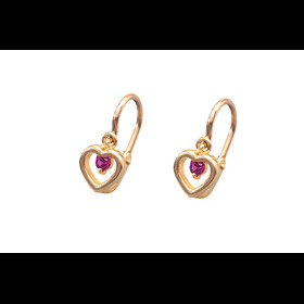 Sárga arany, elöl kapcsos, szívecskés fülbevaló - SF10KF215