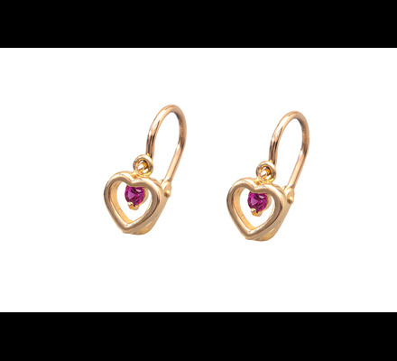 Sárga arany, elöl kapcsos, szívecskés fülbevaló - SF10KF215